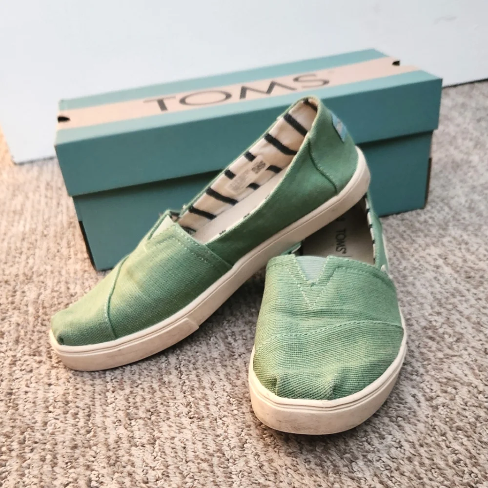 Toms Alpargata Cupsole Vintage Green Green HeritageCanvas Flats with Rubber Sole - Picture 1 of 7